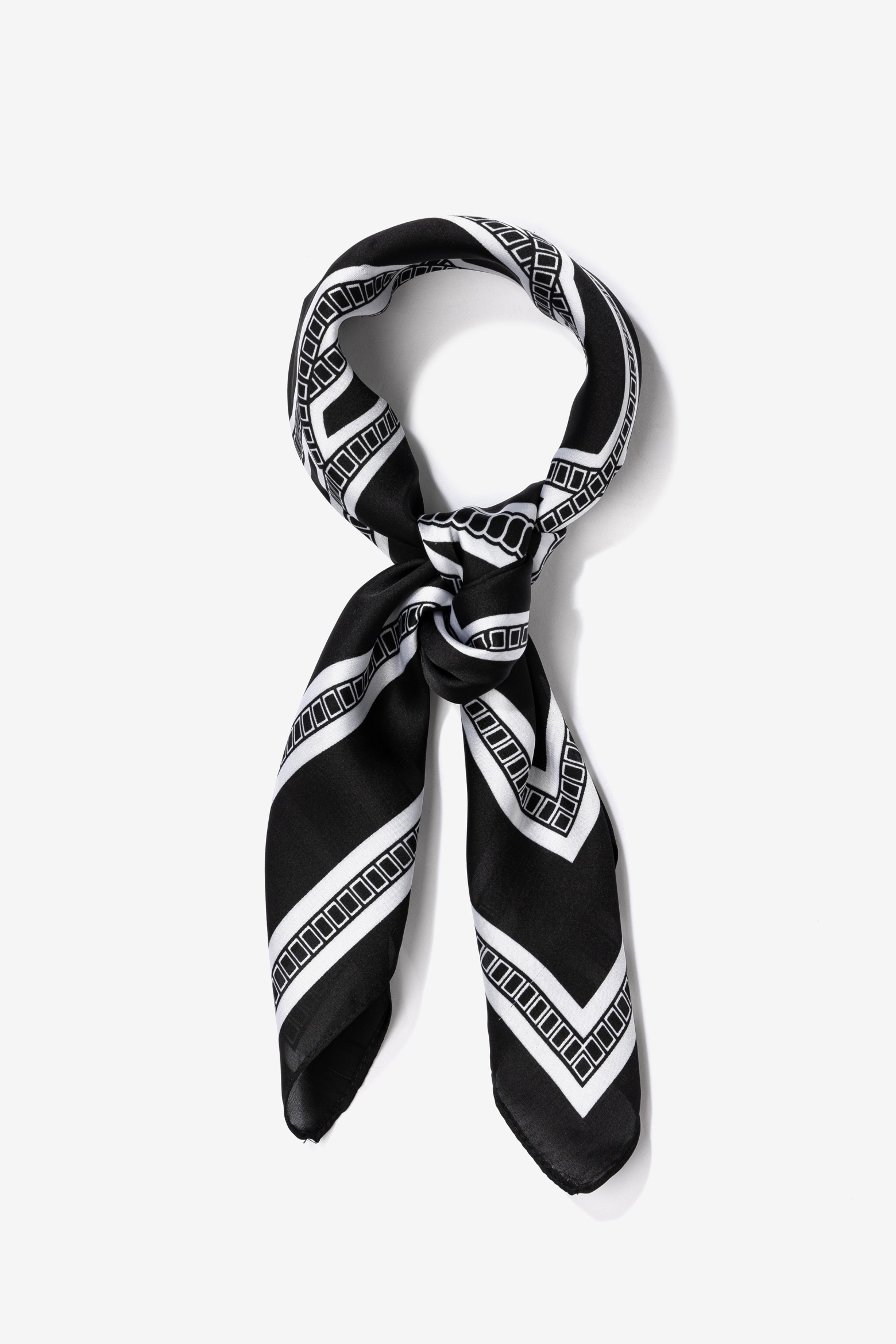 Black Scarf with Chain Print