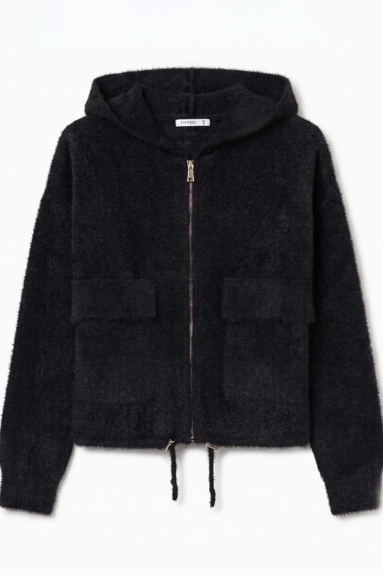 Cardigan preto com capuz