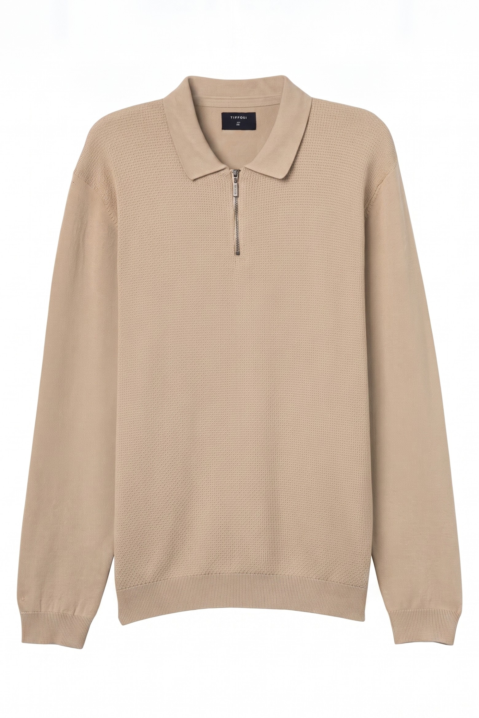 Beige Zip Collar Jumper