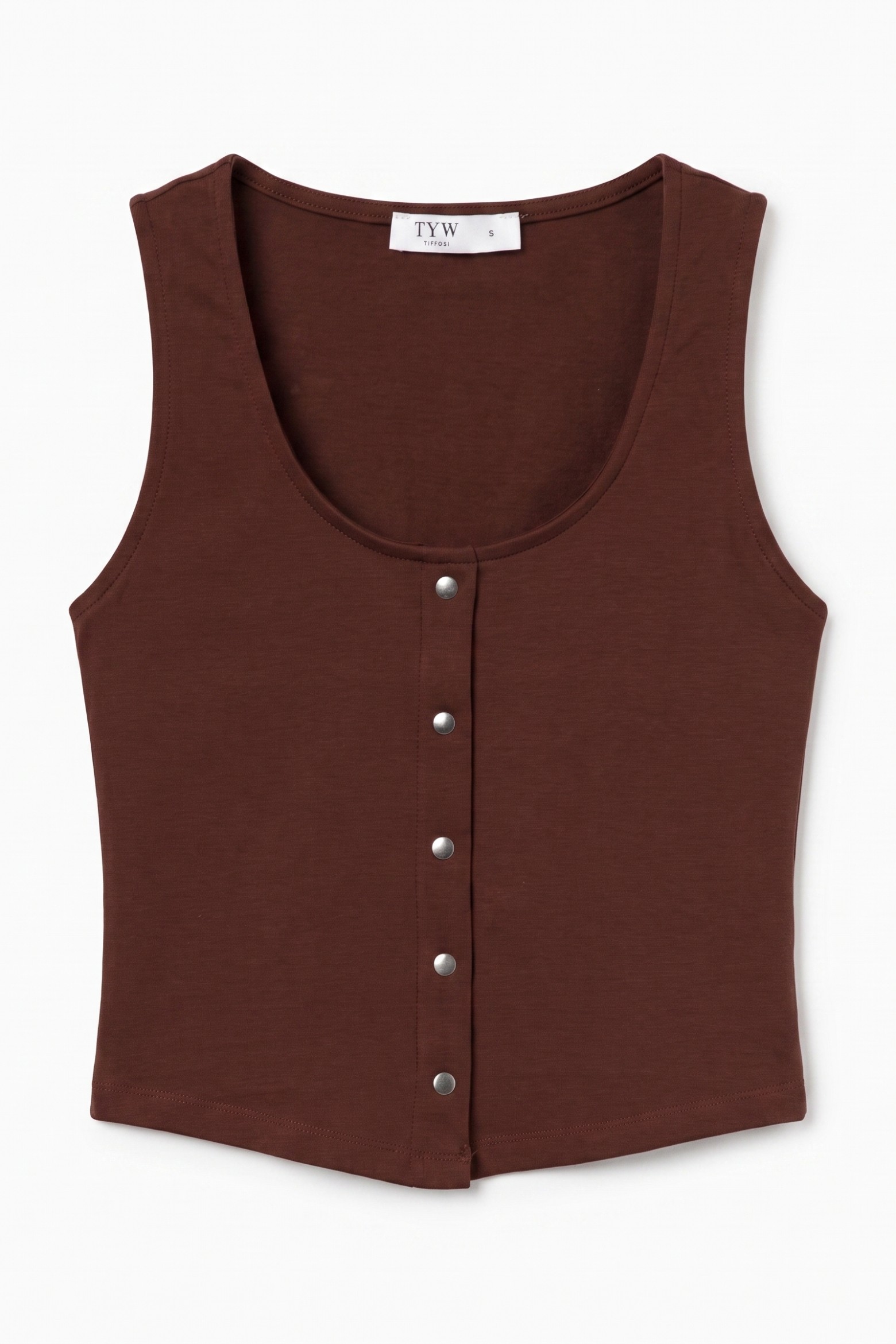 Top crop marr�n botones