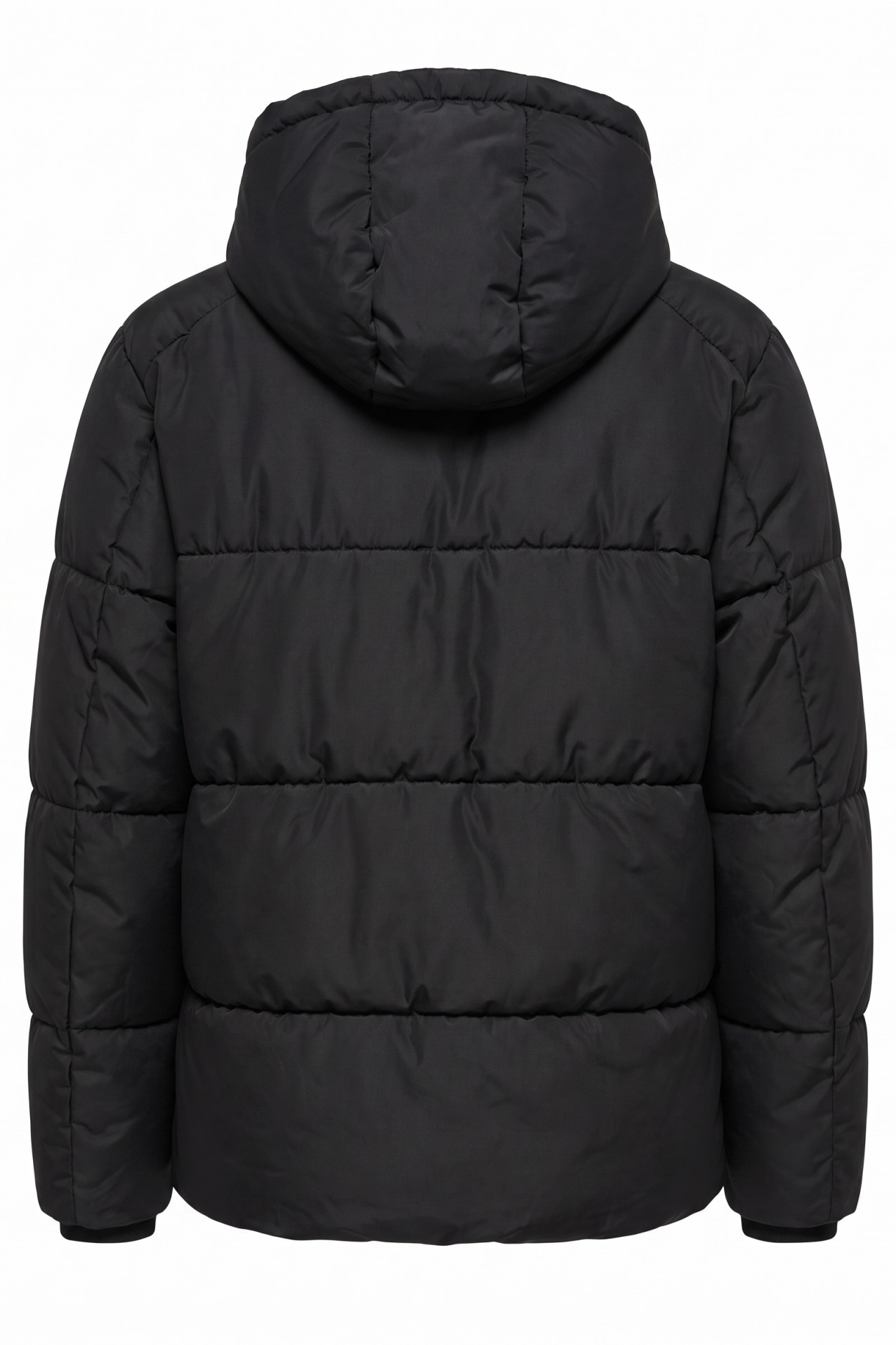 Casaco puffer preto capuz