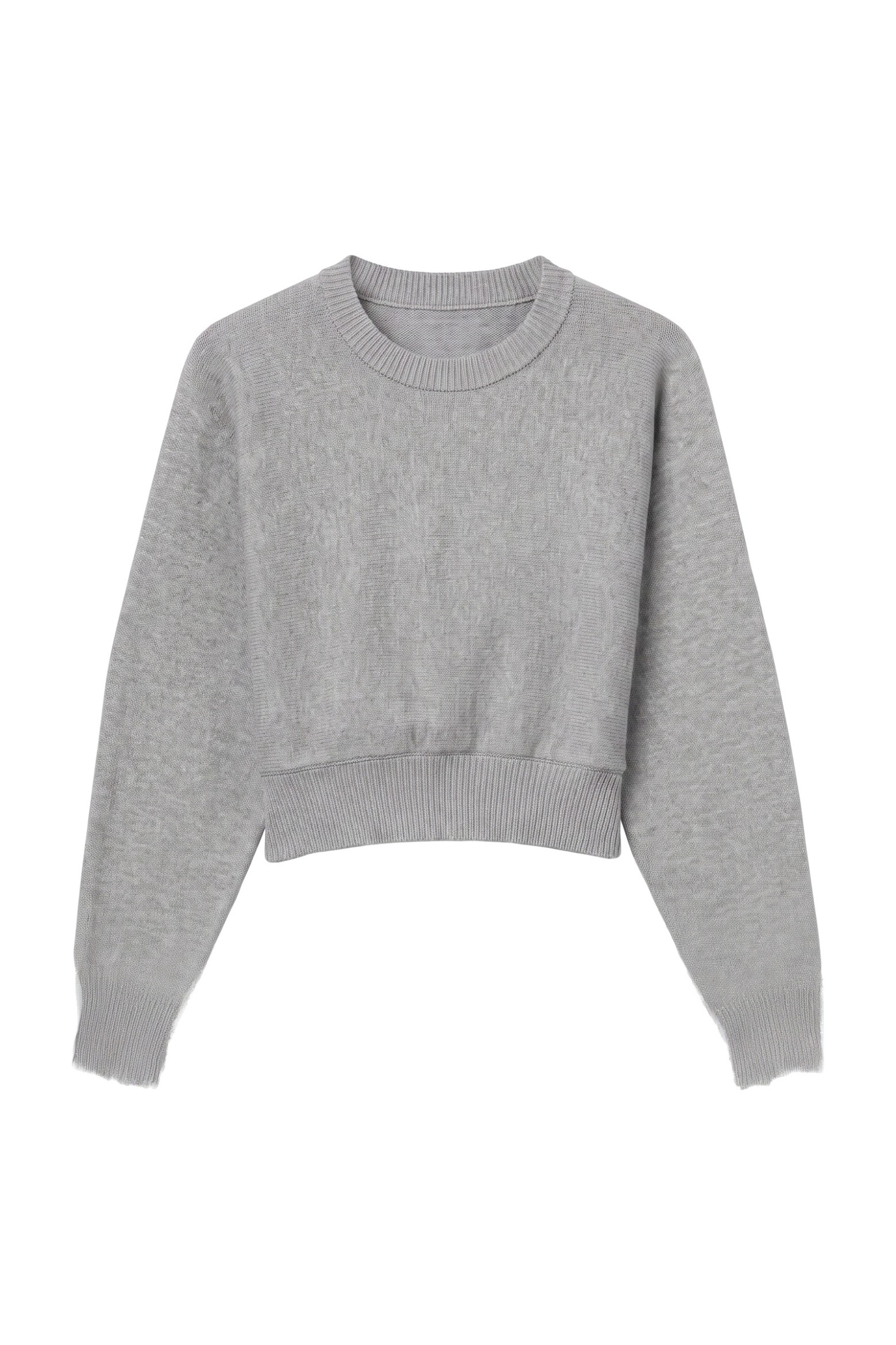 Grey Melange Cropped Sweater