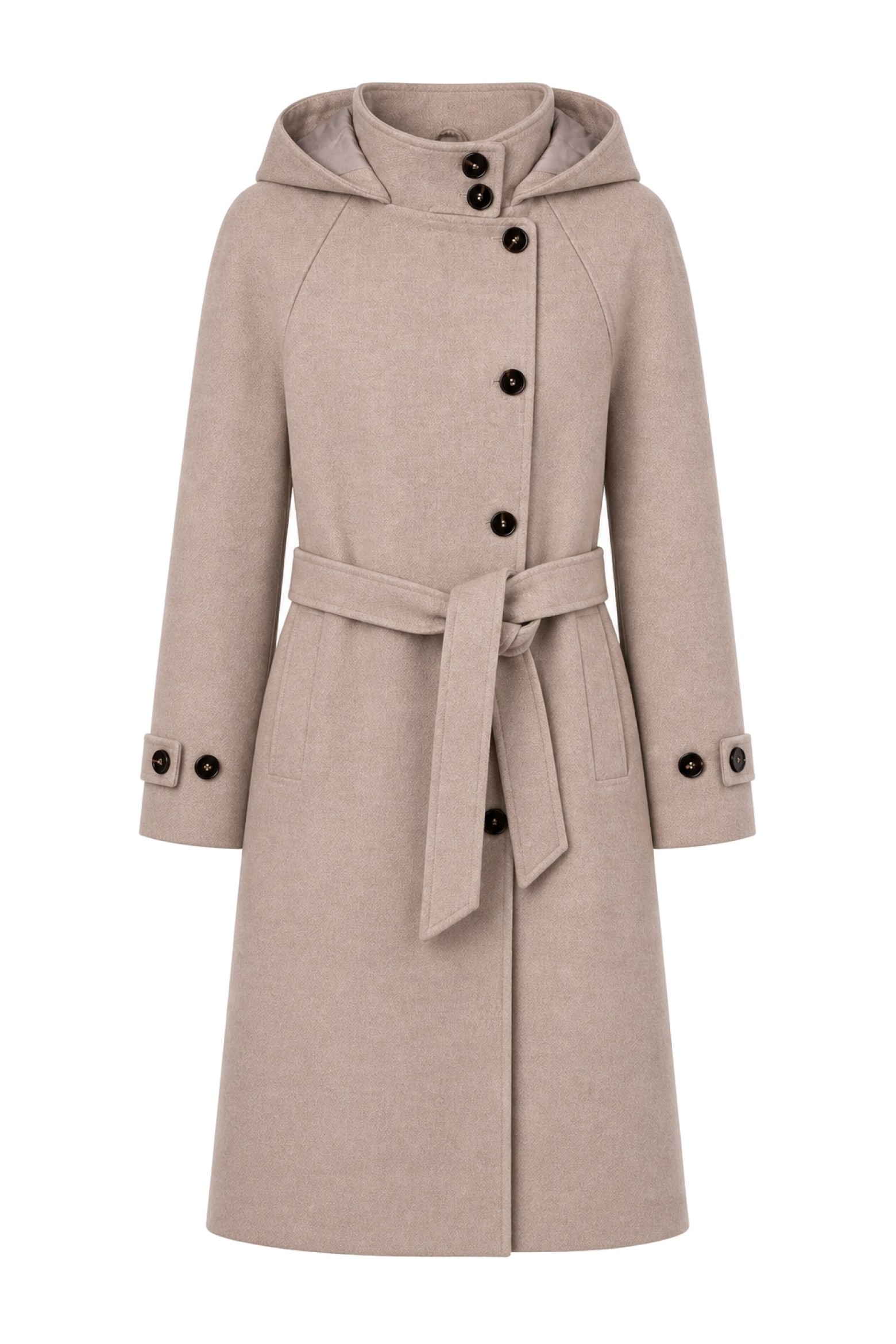 Long Beige Hooded Coat