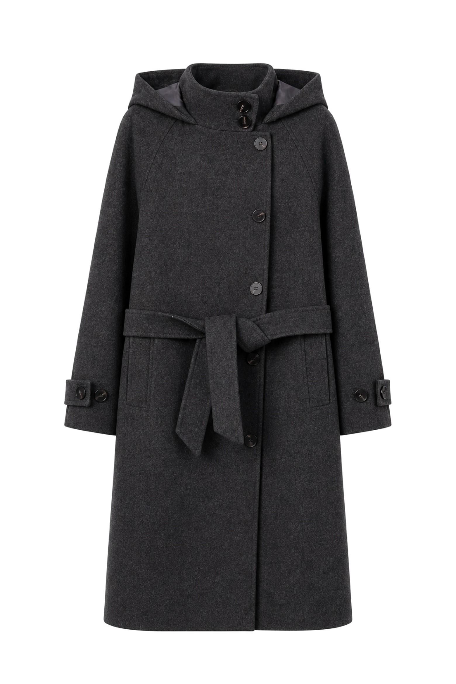 Long Charcoal Hooded Coat