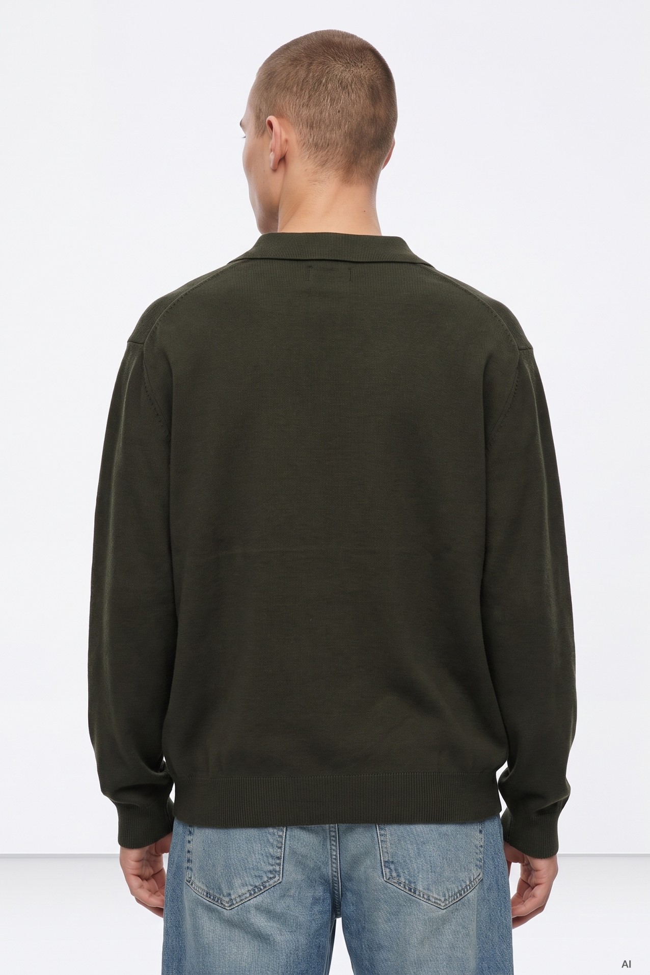 Camisola Verde com Colarinho