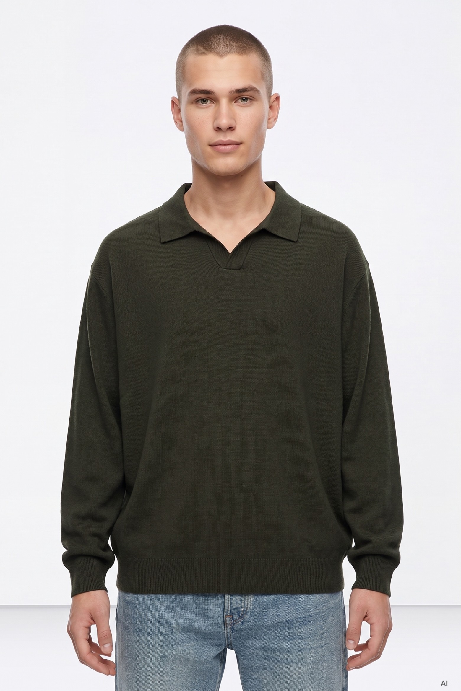 Camisola Verde com Colarinho