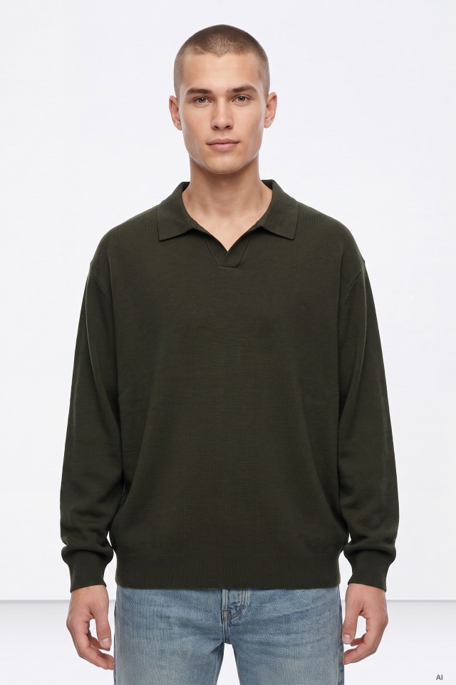 Camisola Verde com Colarinho