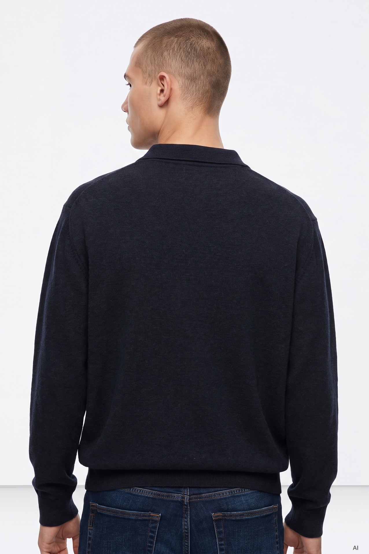Camisola Polo Azul-Escura