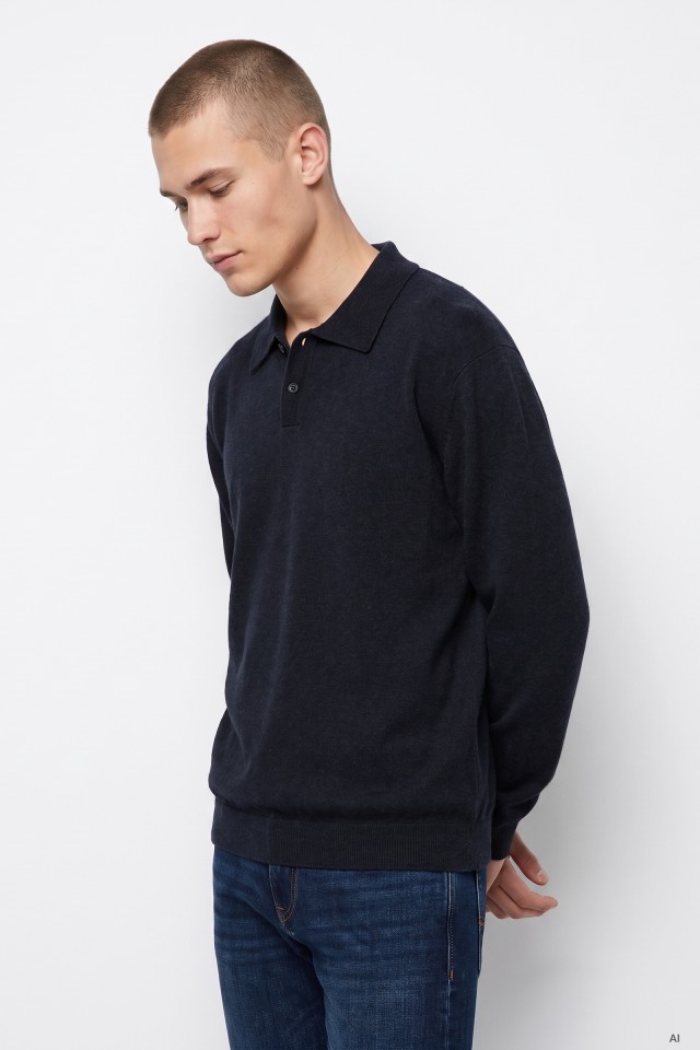 Camisola Polo Azul-Escura