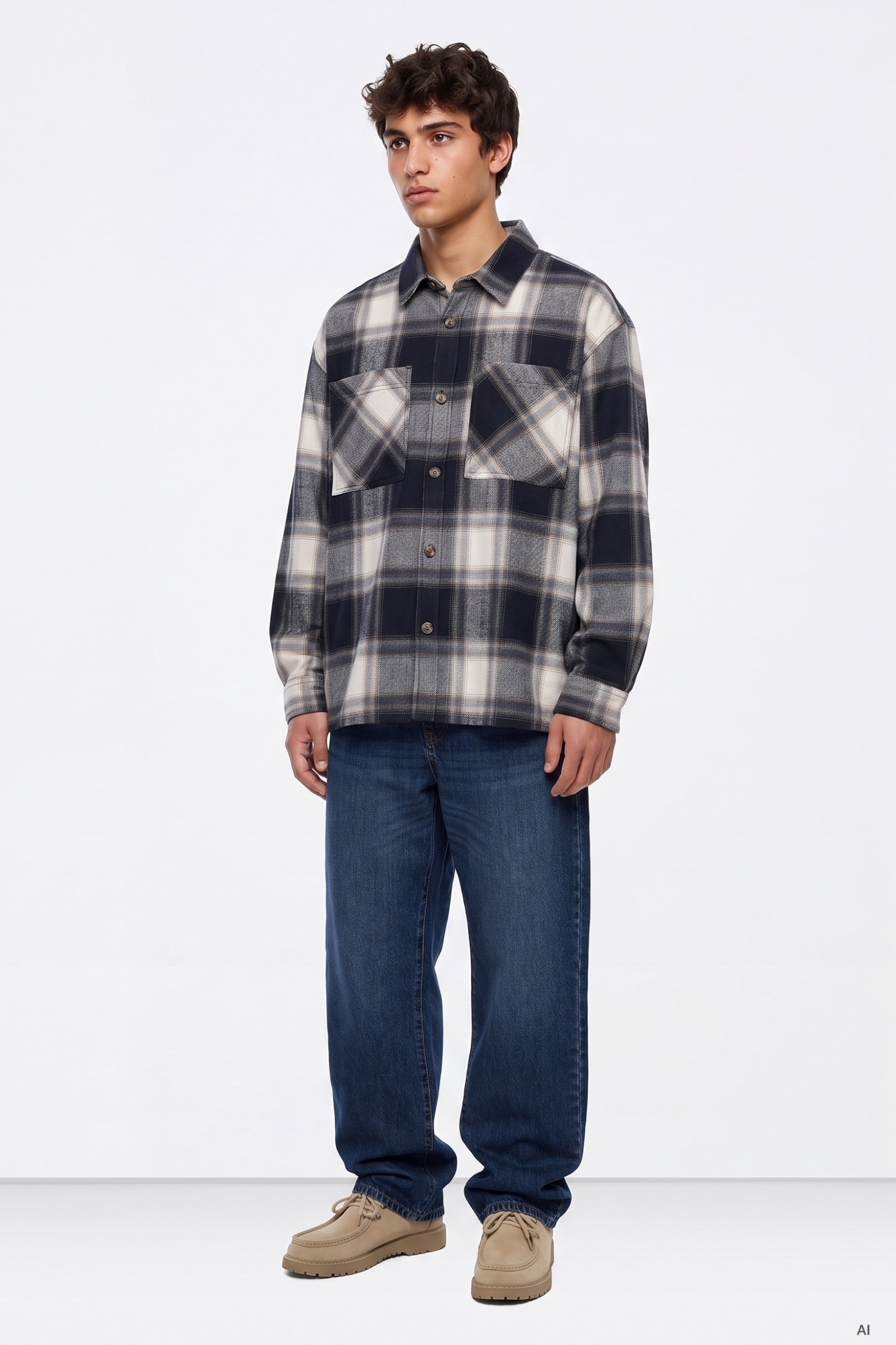 Blue Plaid Long-Sleeve Shirt