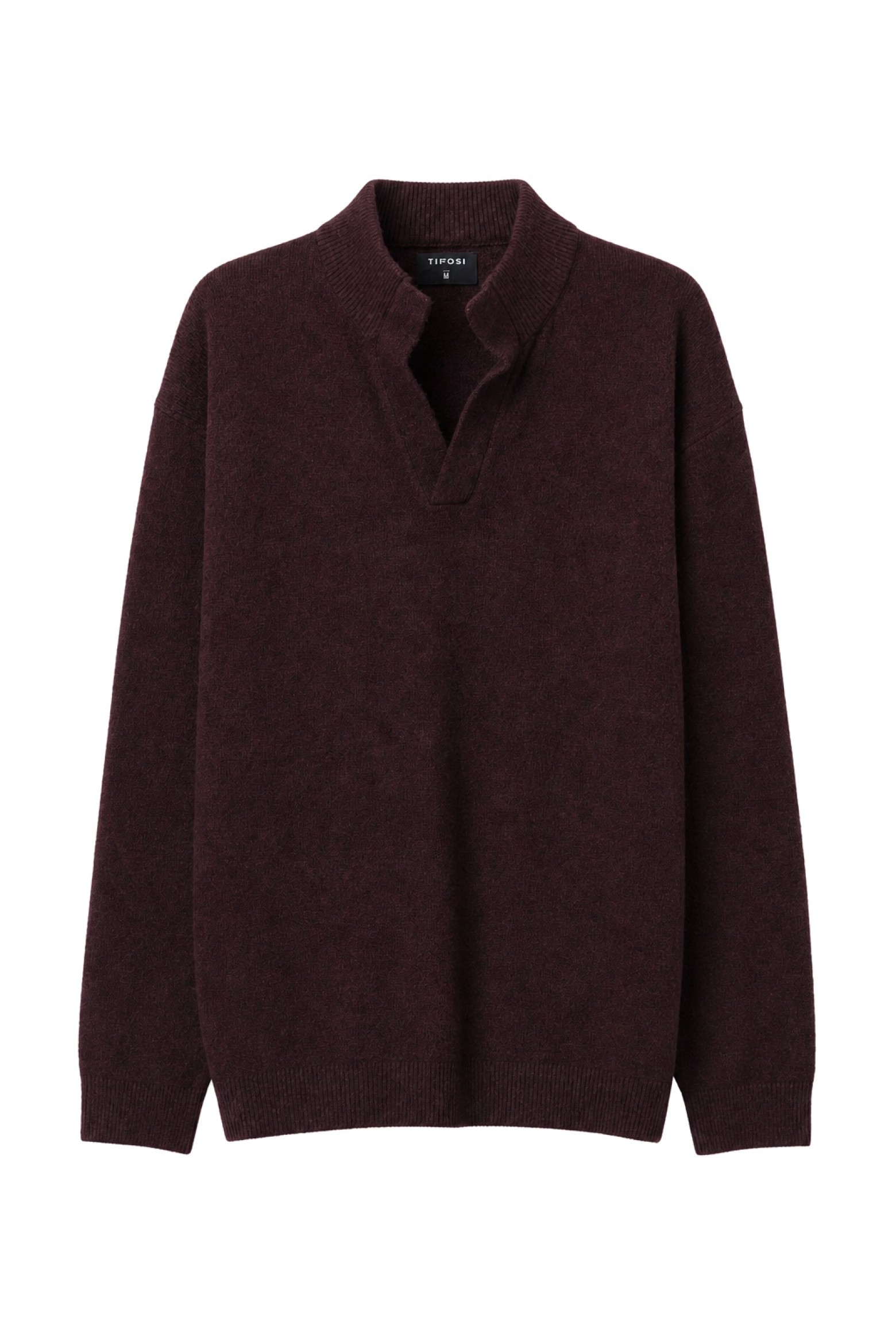 Brown Notch-Neck Sweater