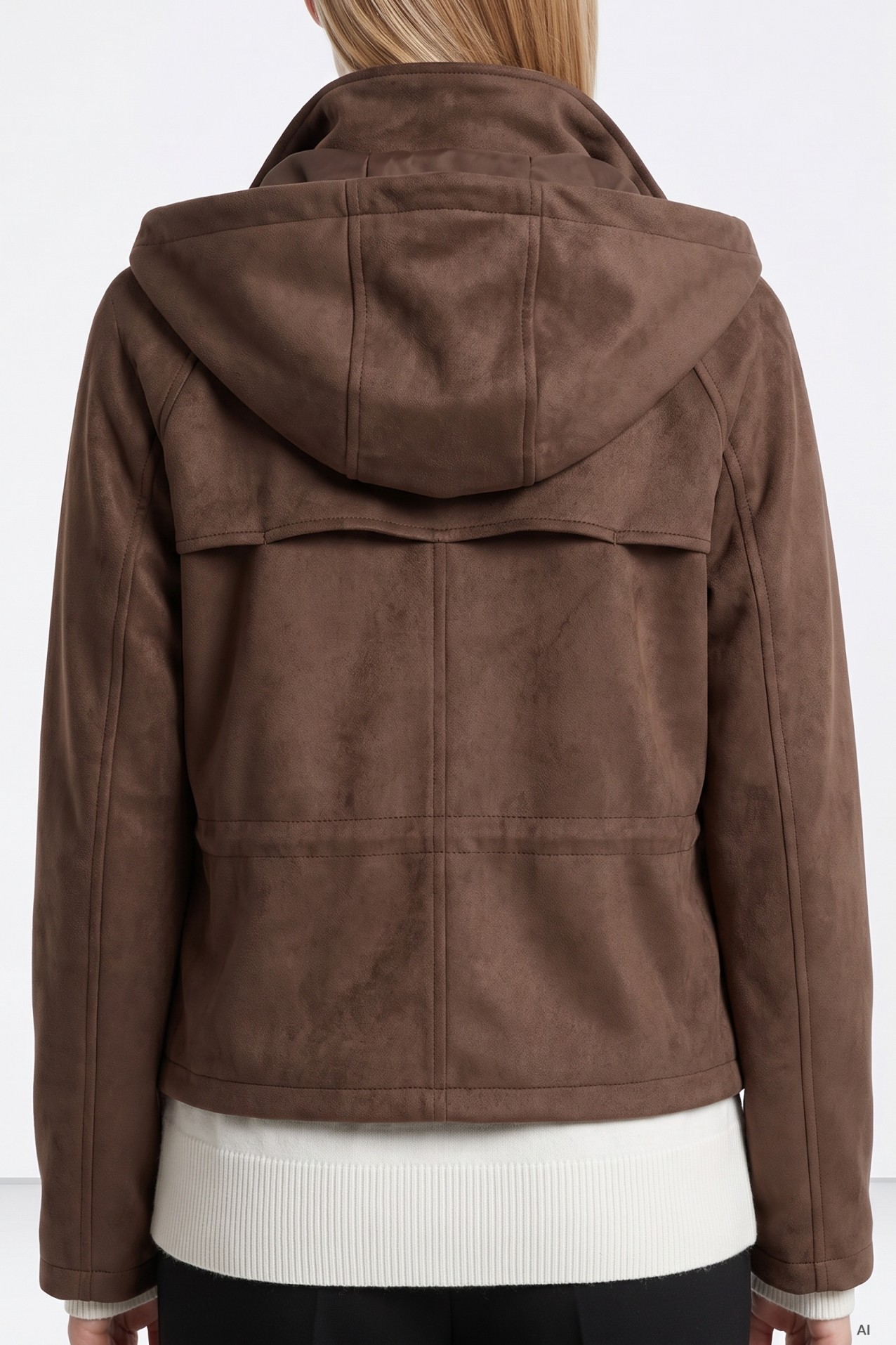 Brown Hooded Relaxed Jacket