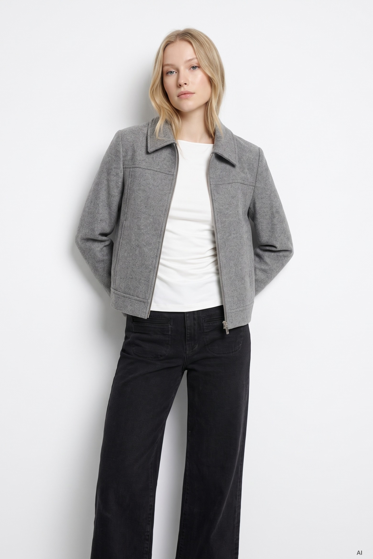Chaqueta gris melange minimal