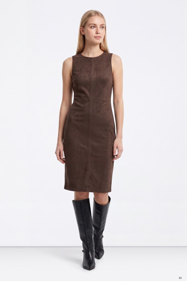 Straight Cut Brown Dress