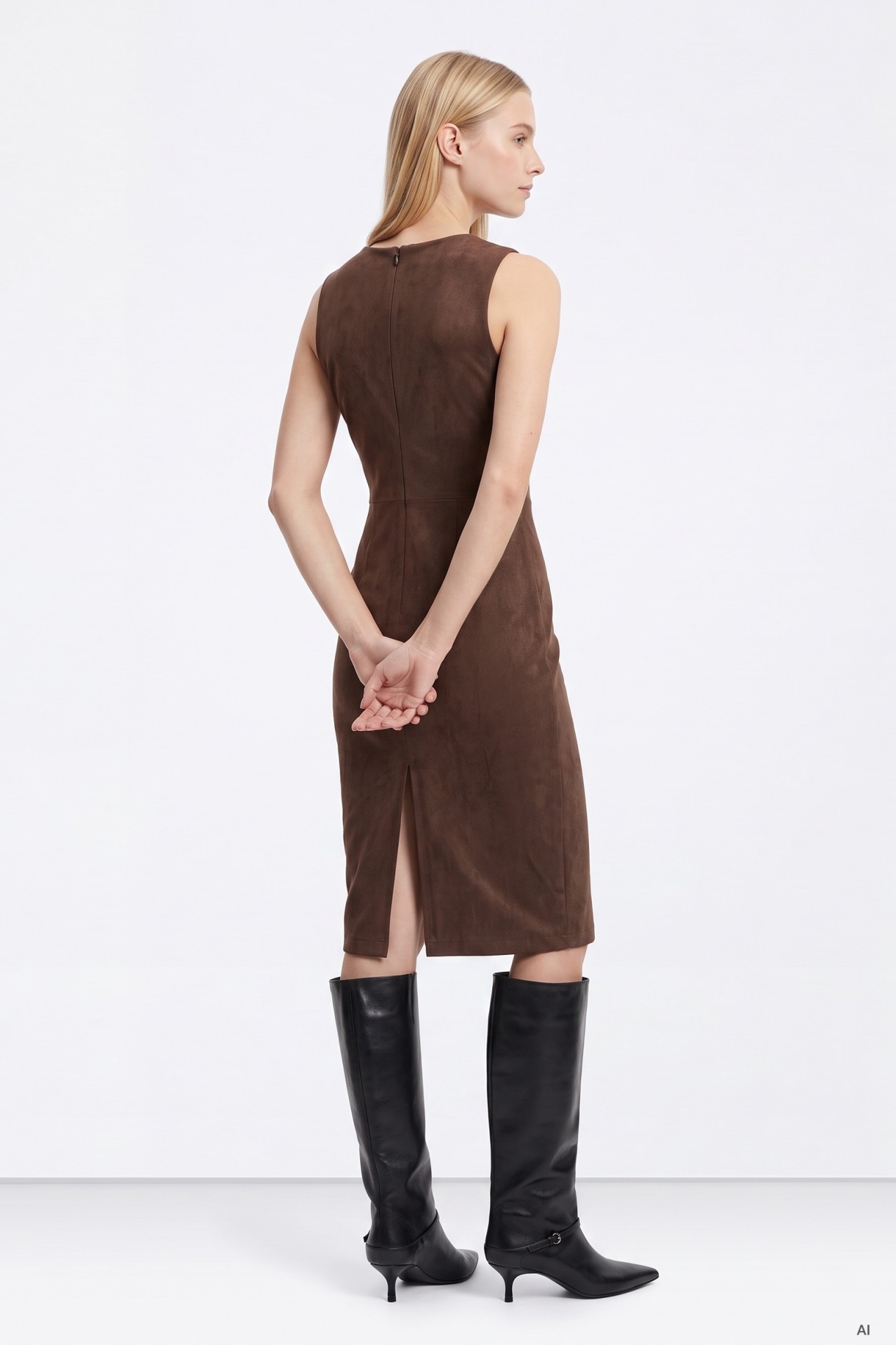 Straight Cut Brown Dress