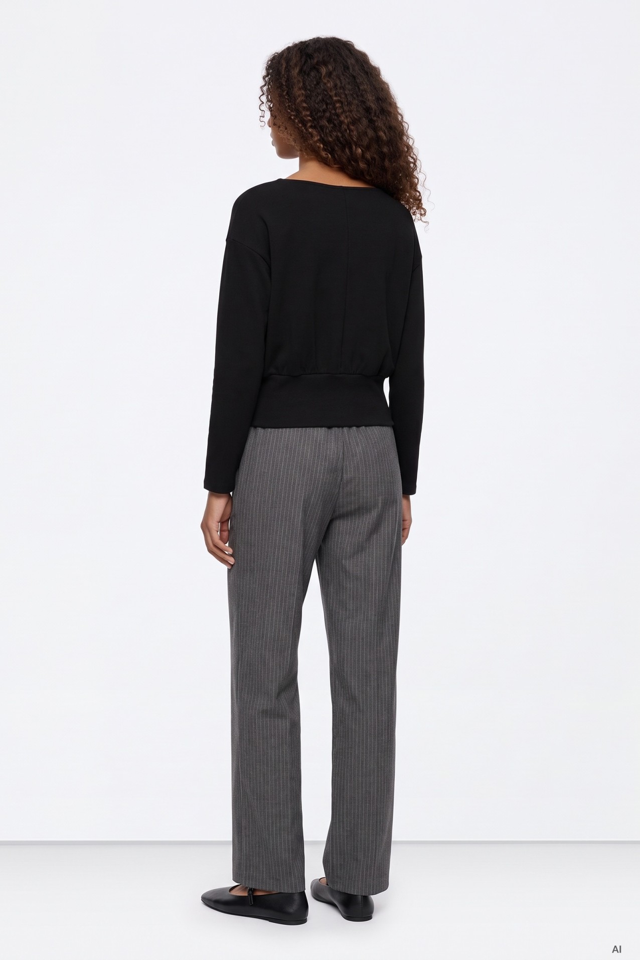 Grey Melange Wide Trousers