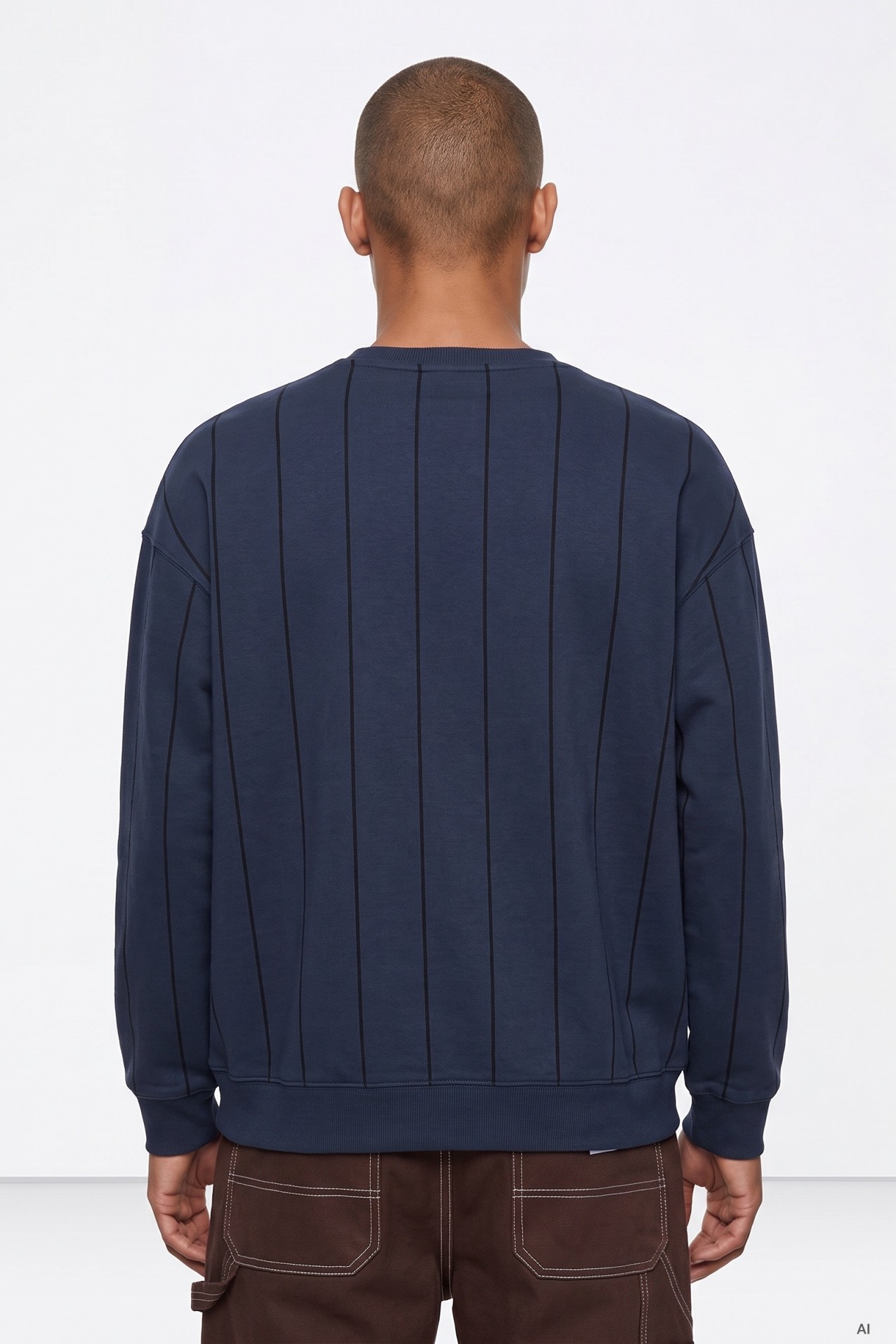 Navy Blue Pinstripe Sweatshirt
