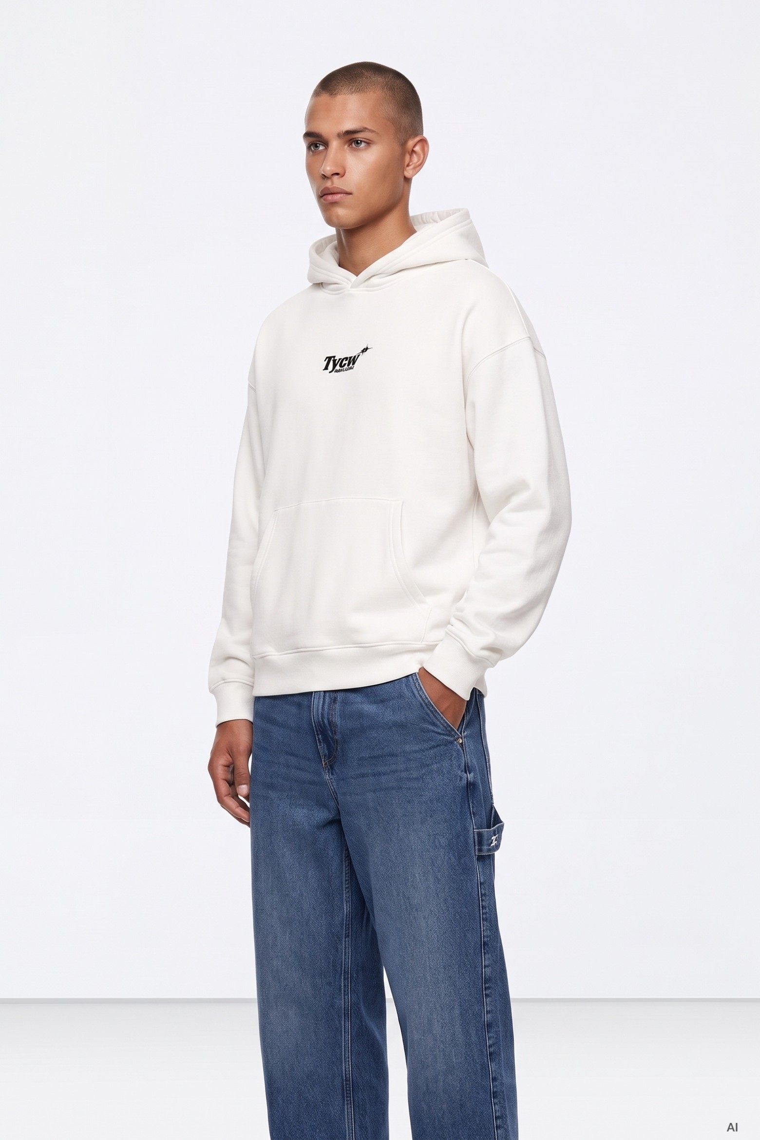 White Oversized Modern Hoodie