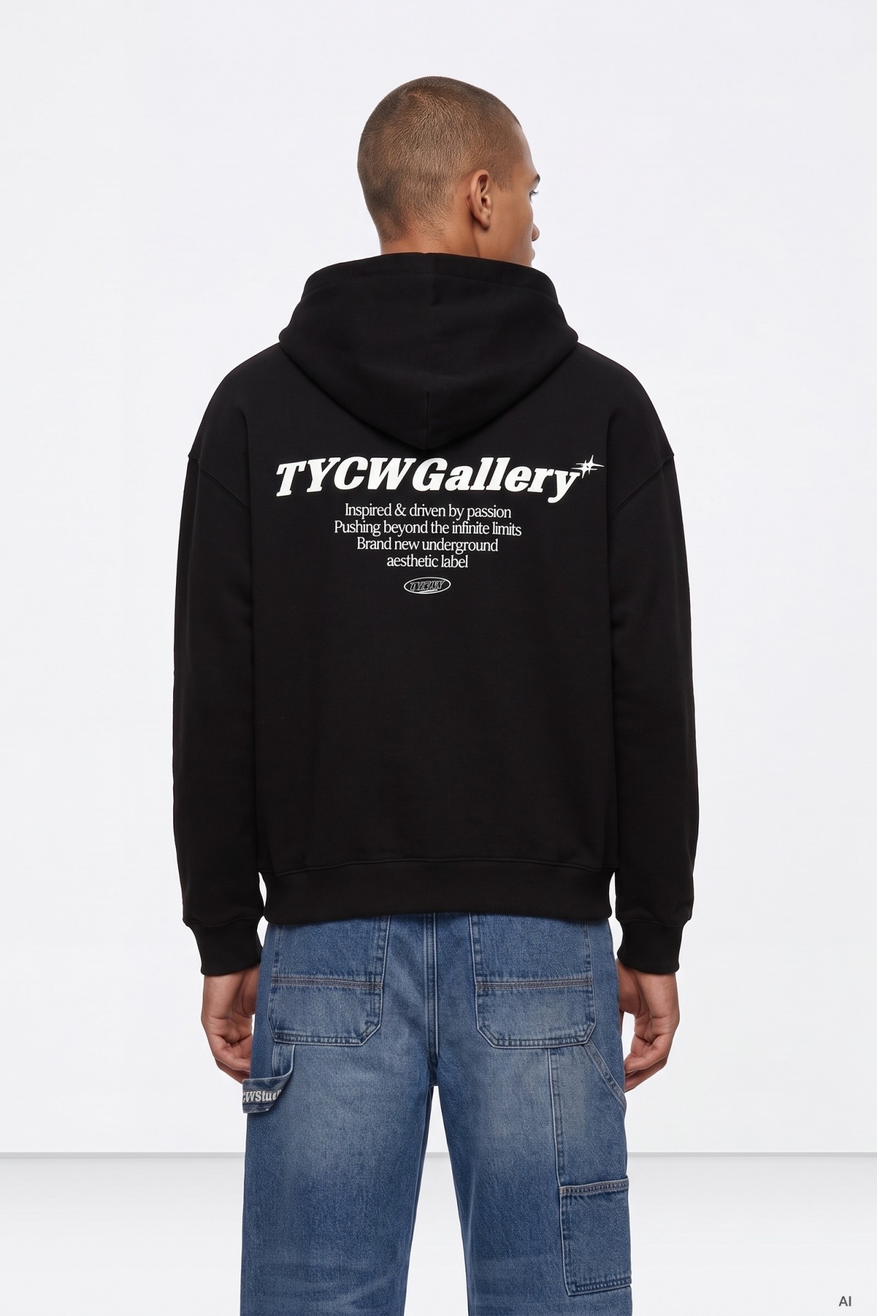 Sudadera negra estilo oversize