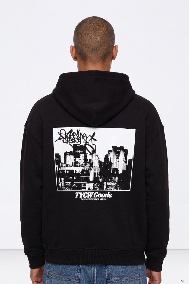 Hoodie preto urbano Hoodie preto urbano