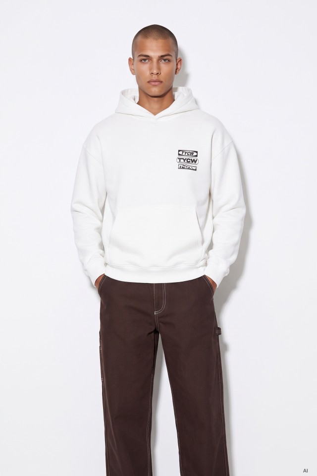 White Hoodie With Graphic Print