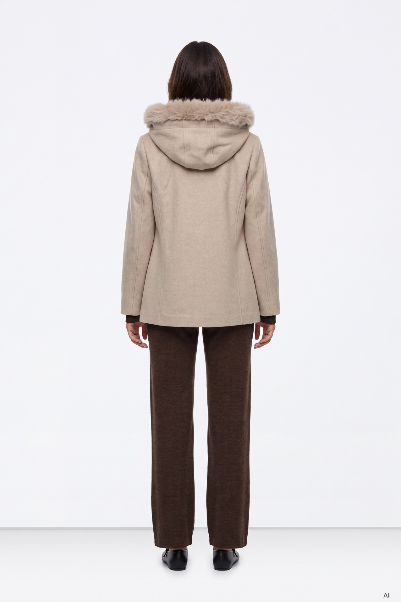 Beige Hooded Coat