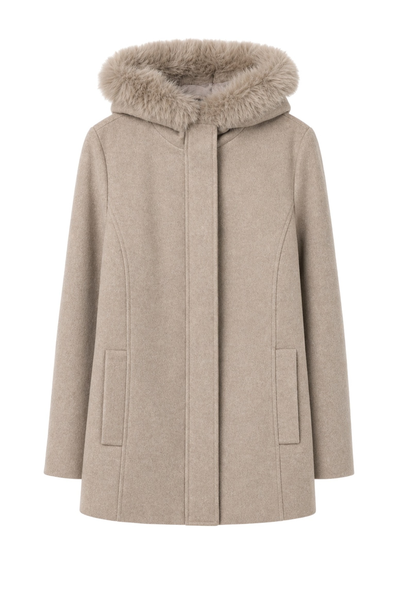 Beige Hooded Coat