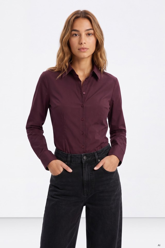 Long Sleeve Burgundy Shirt