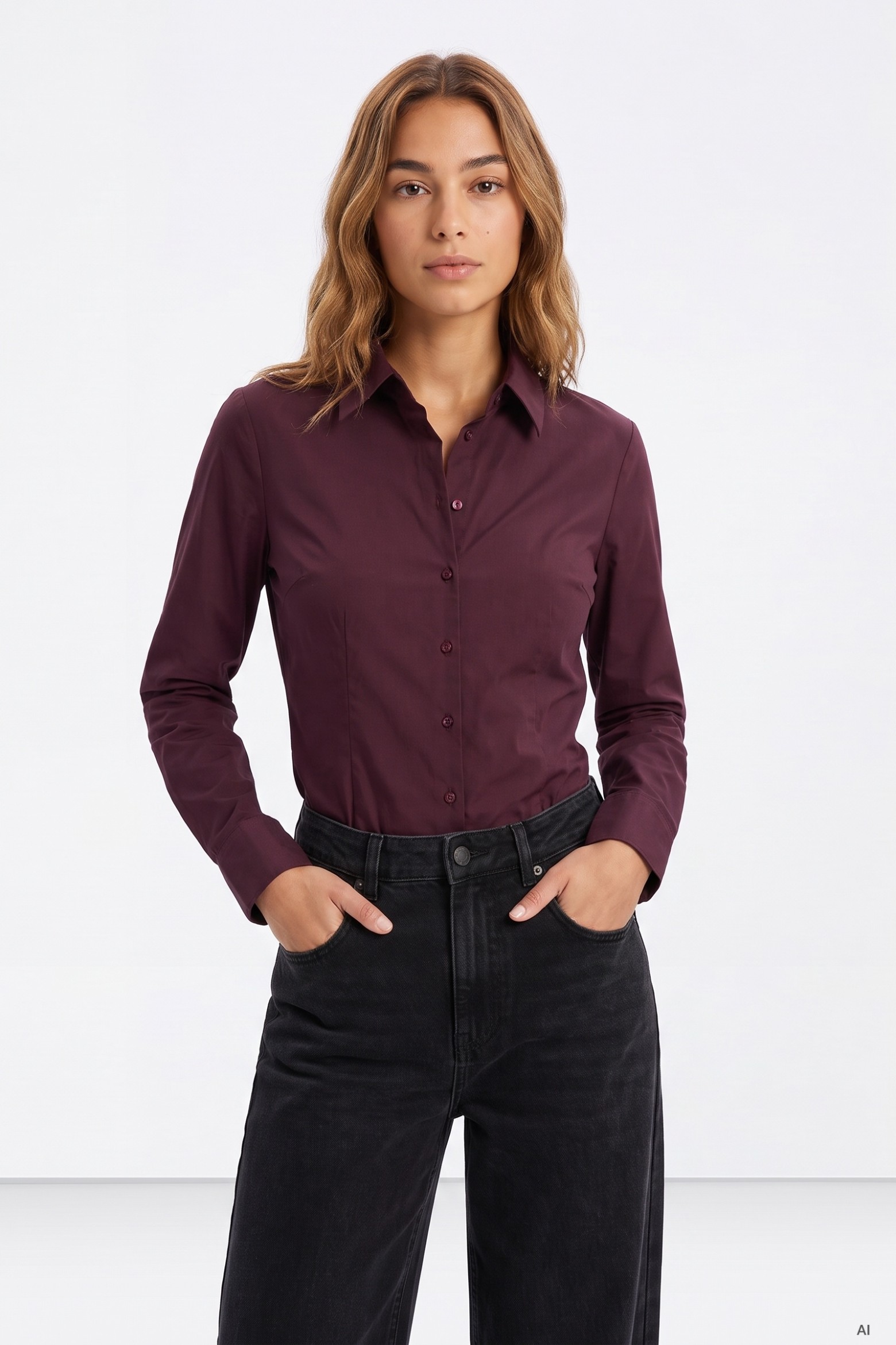 Long Sleeve Burgundy Shirt