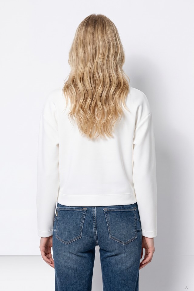 Sweatshirt cru com bordado Sweatshirt cru com bordado