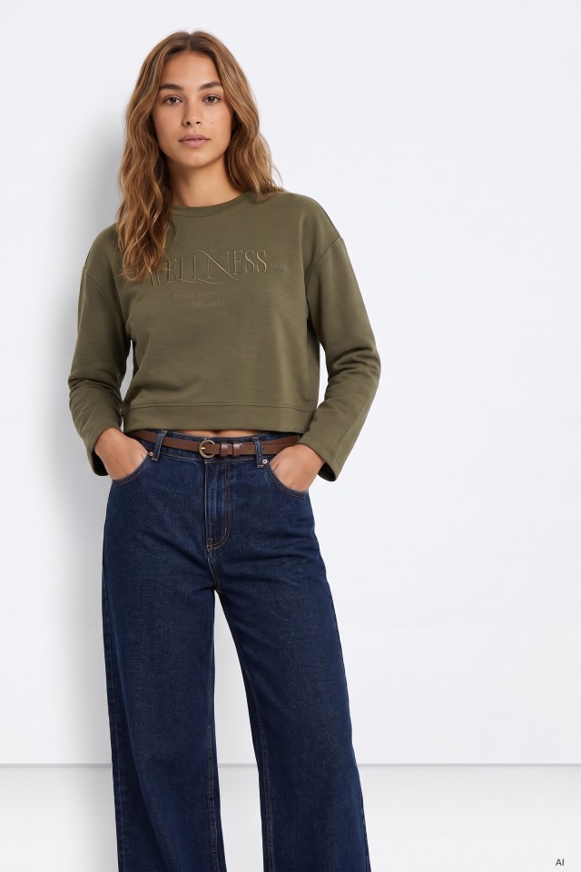Green Cropped Sweatshirt