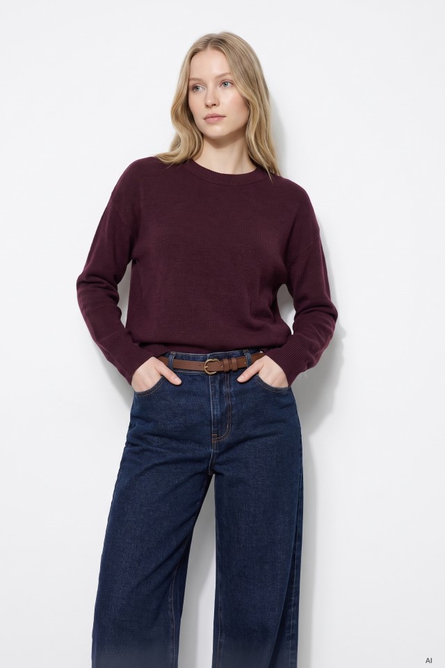 Burgundy Relaxed Knit Sweater