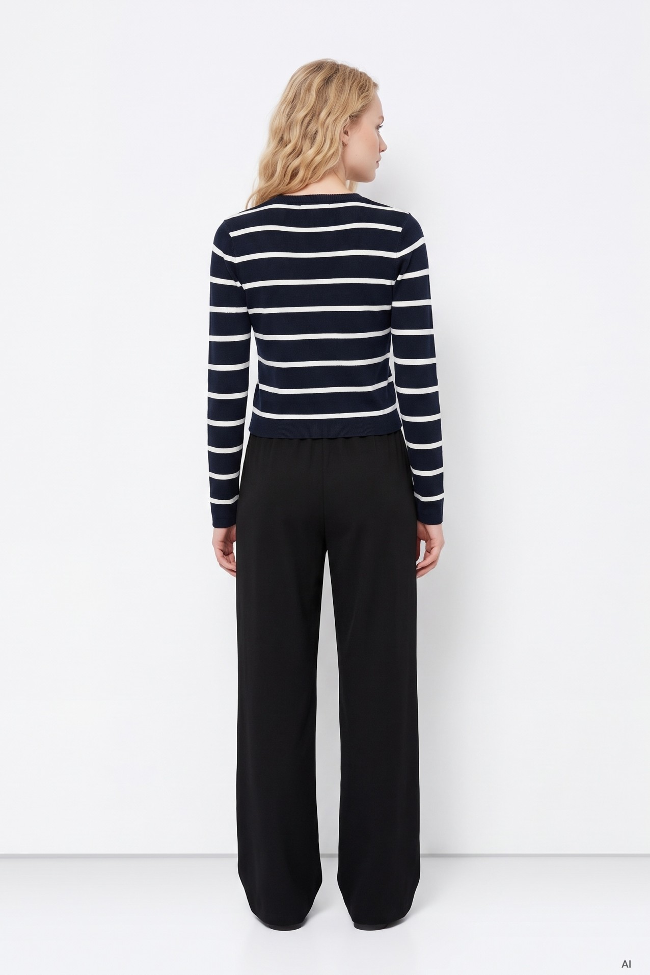 Camisola azul riscas cropped