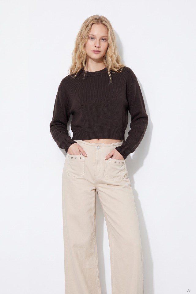 Dark Brown Crop Sweater