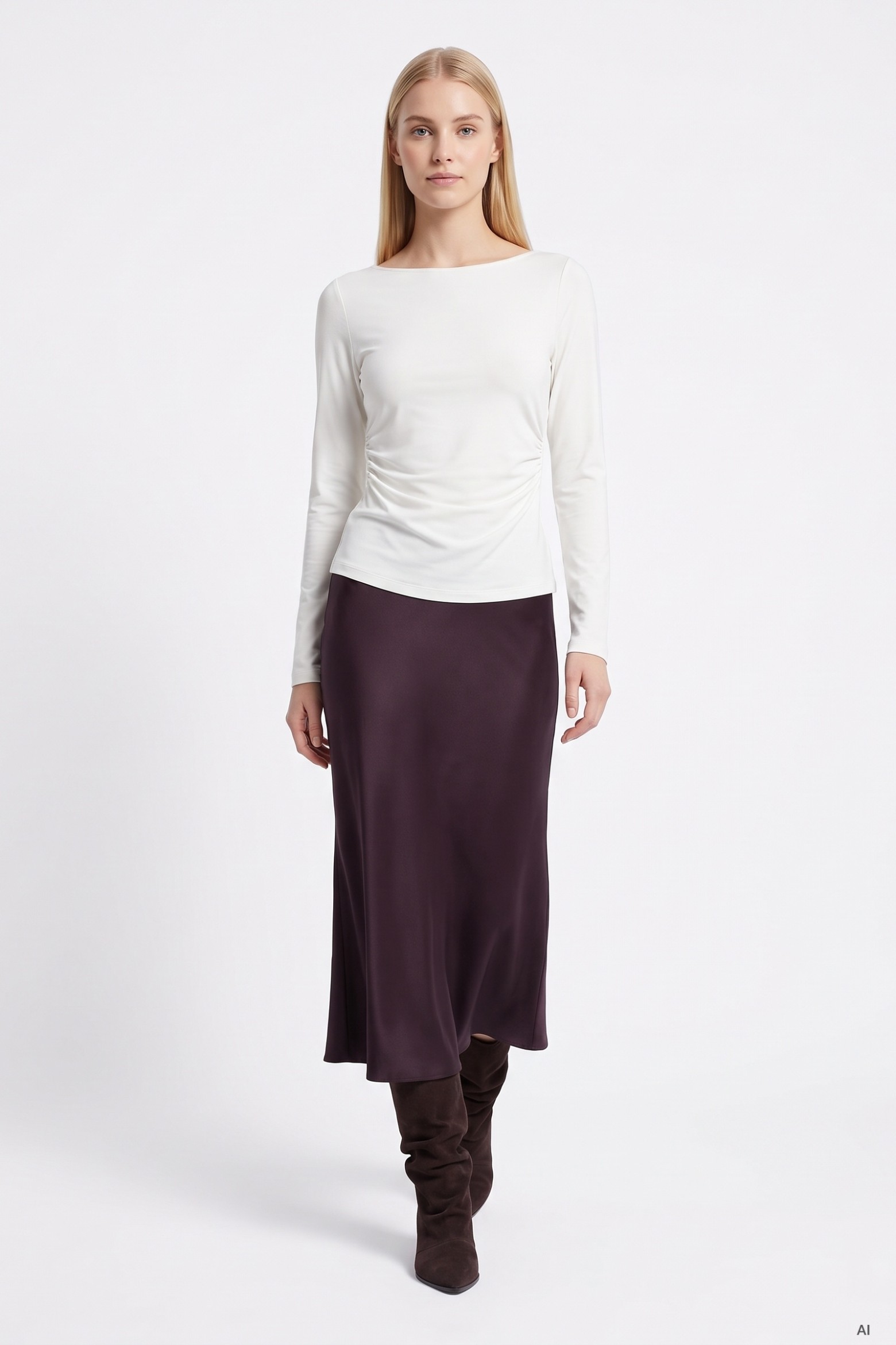 Midi Skirt in Deep Burgundy