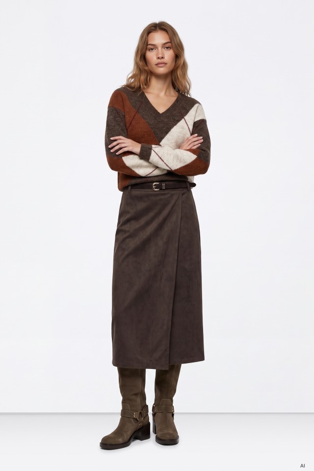 Chocolate Brown Midi Skirt