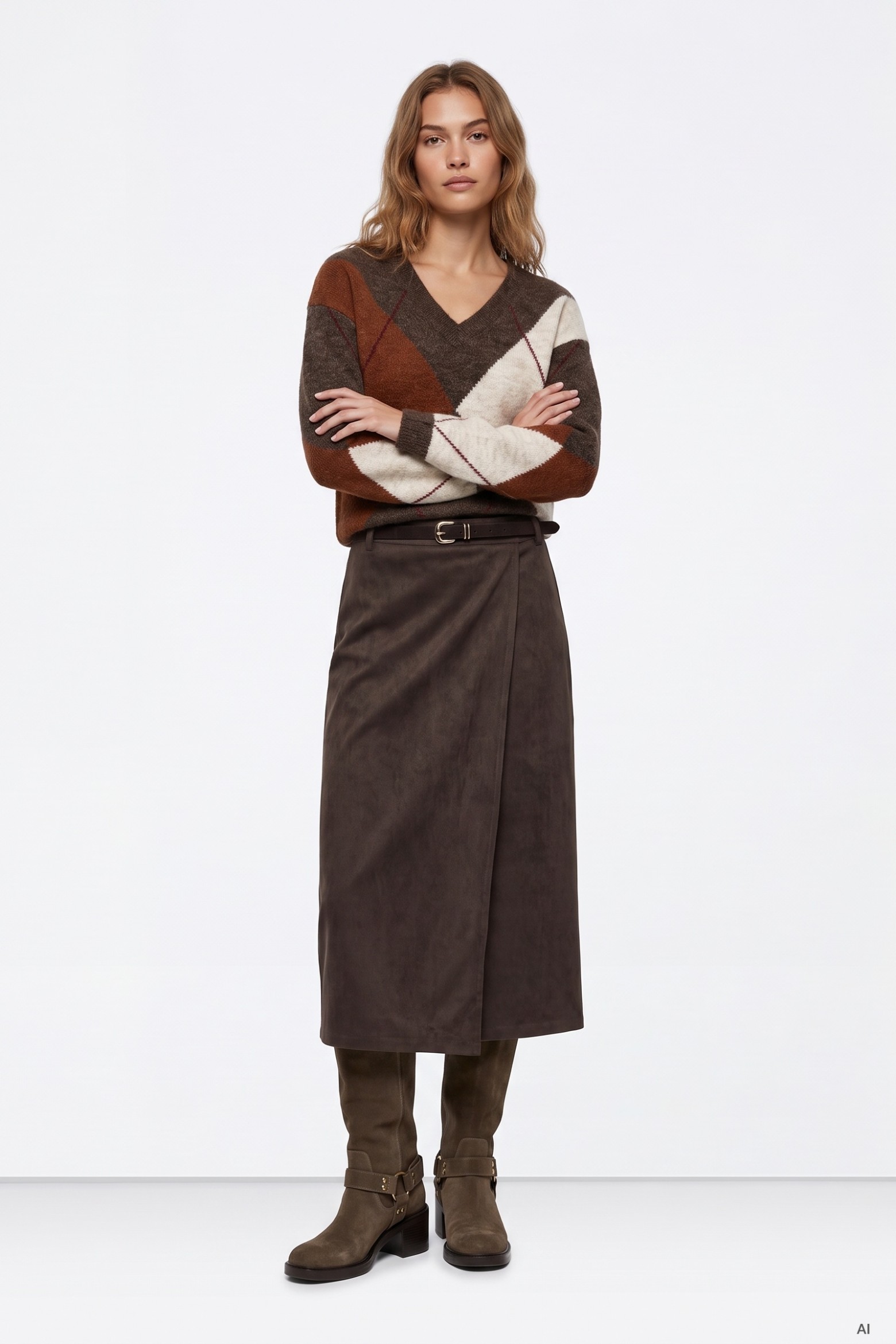 Chocolate Brown Midi Skirt