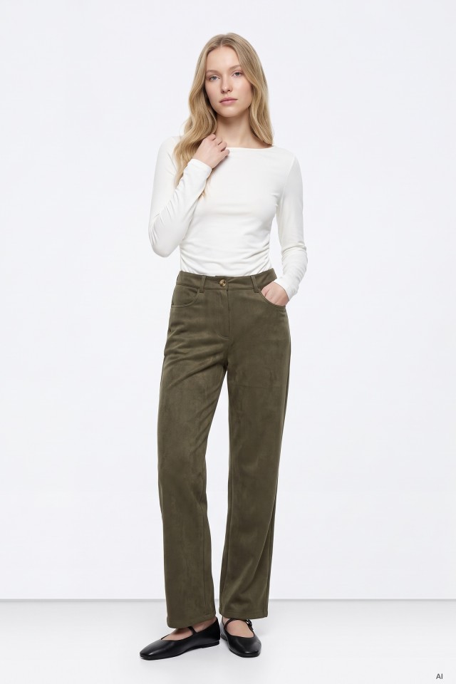 Straight Cut Olive Green Pants