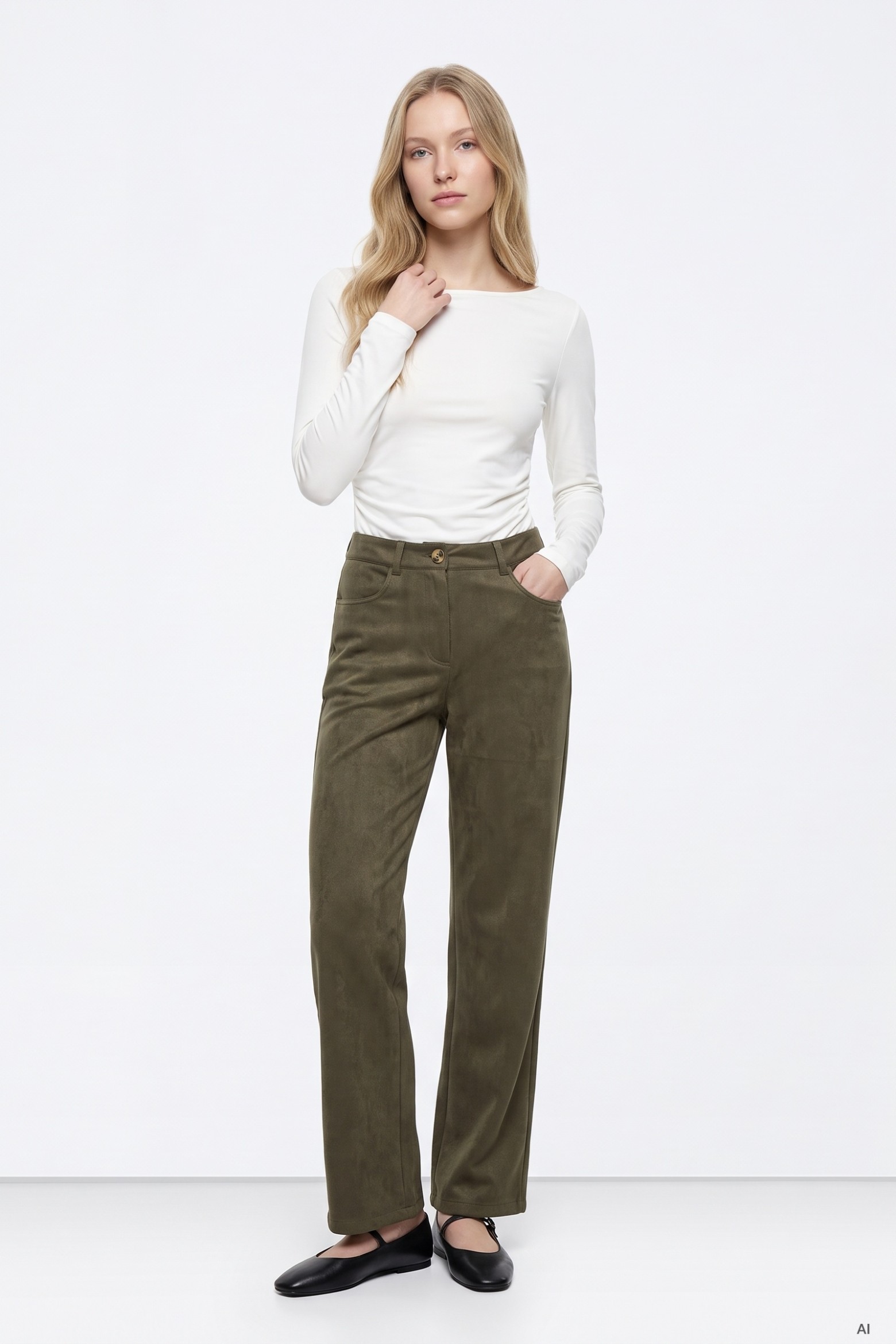 Straight Cut Olive Green Pants