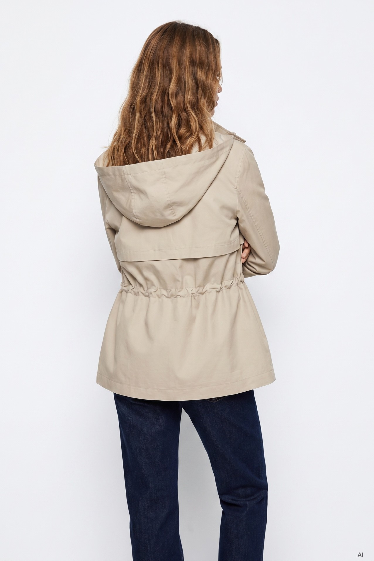 Chaqueta beige con capucha