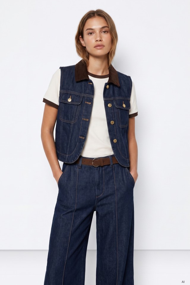 Dark Blue Denim Vest