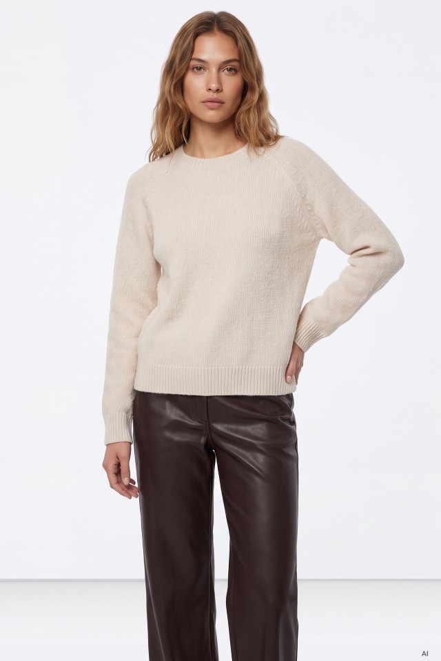 Beige Round-Neck Sweater