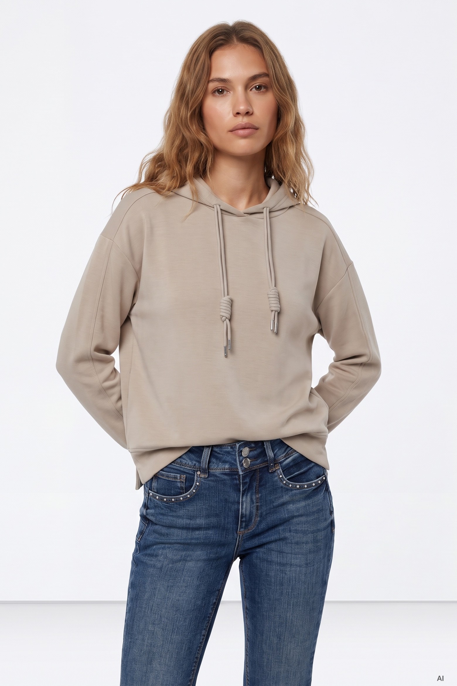 Sweatshirt bege com capuz