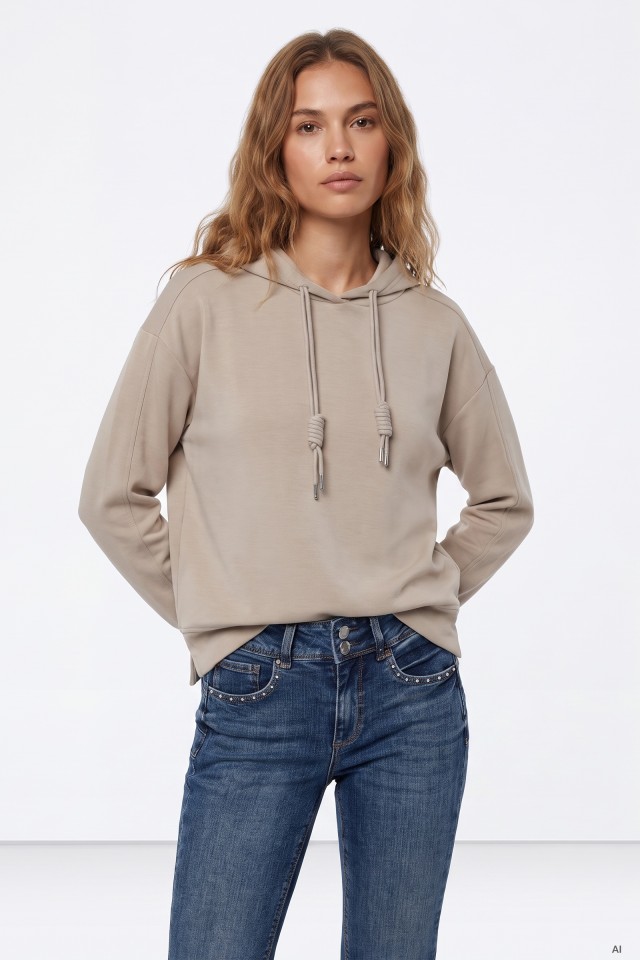 Sweatshirt bege com capuz