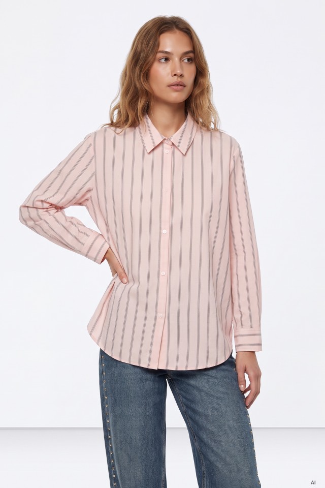 Camisa rosa de rayas