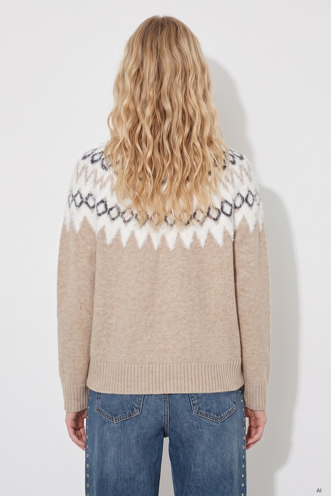 Beige Geometric Sweater