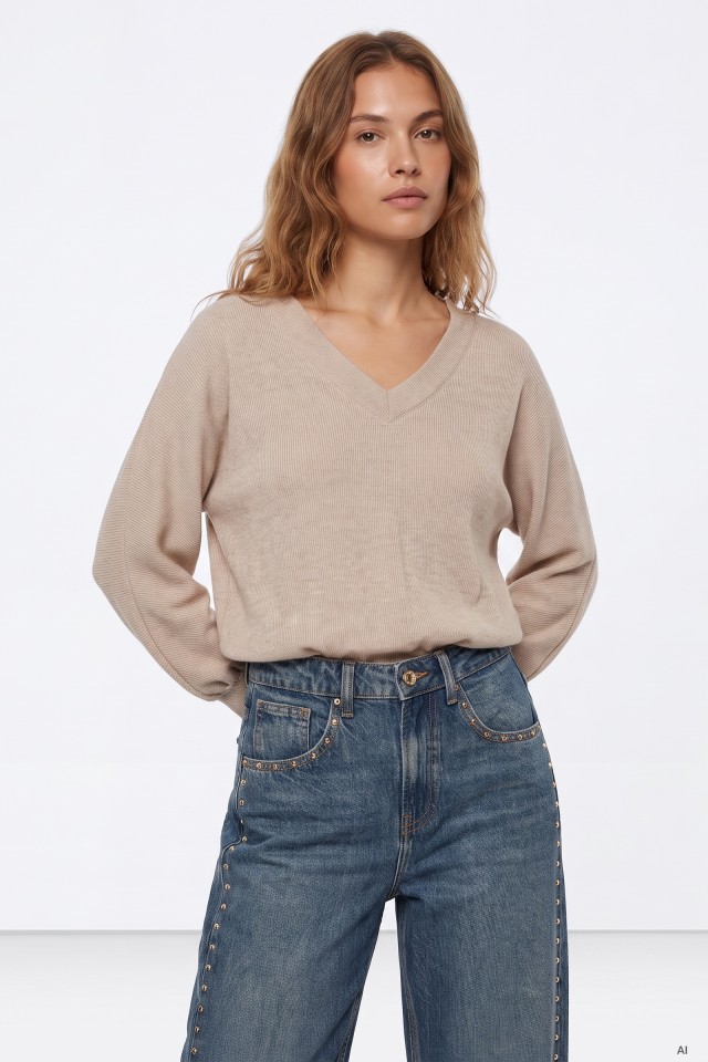 Beige Long Sleeve T-Shirt
