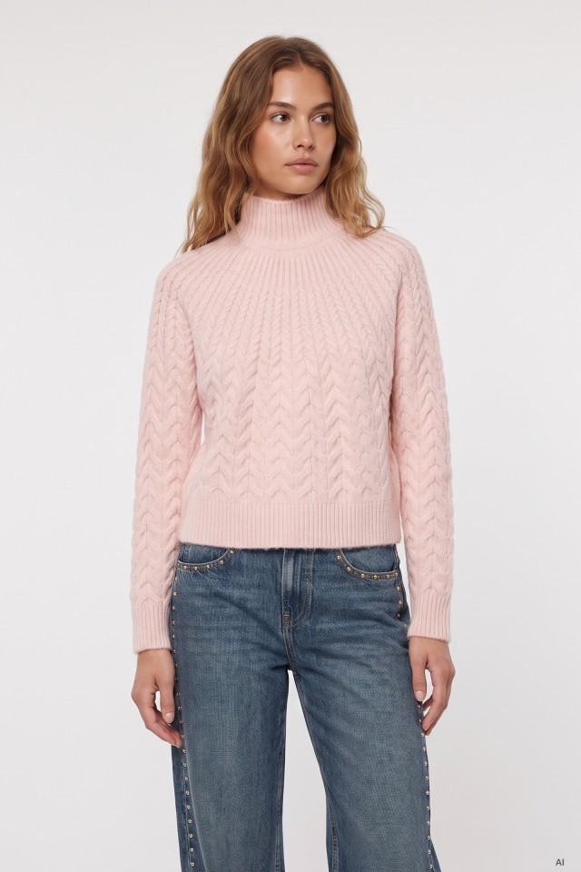 Pink Cable-Knit Sweater