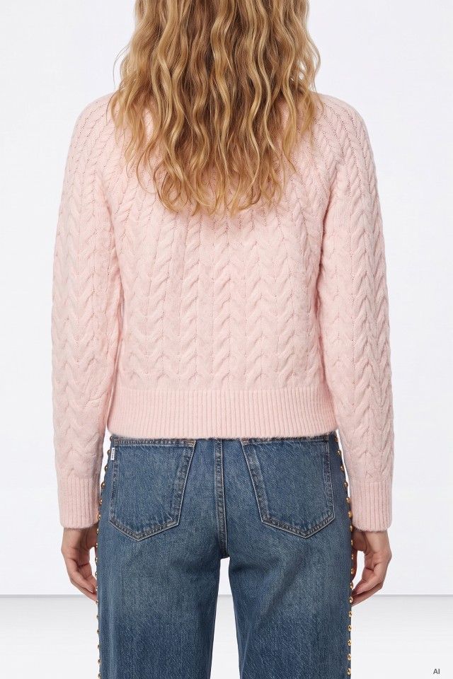 Camisola rosa trenzada Camisola rosa trenzada