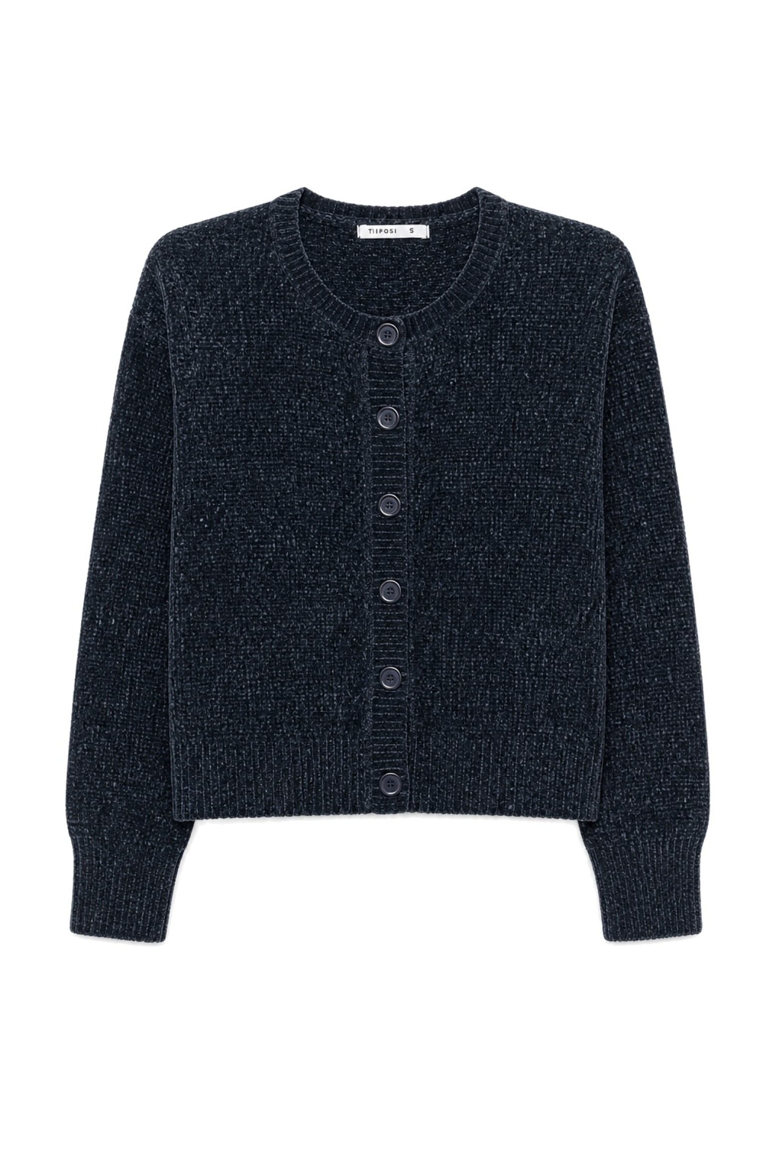 Navy Cropped Button Cardigan